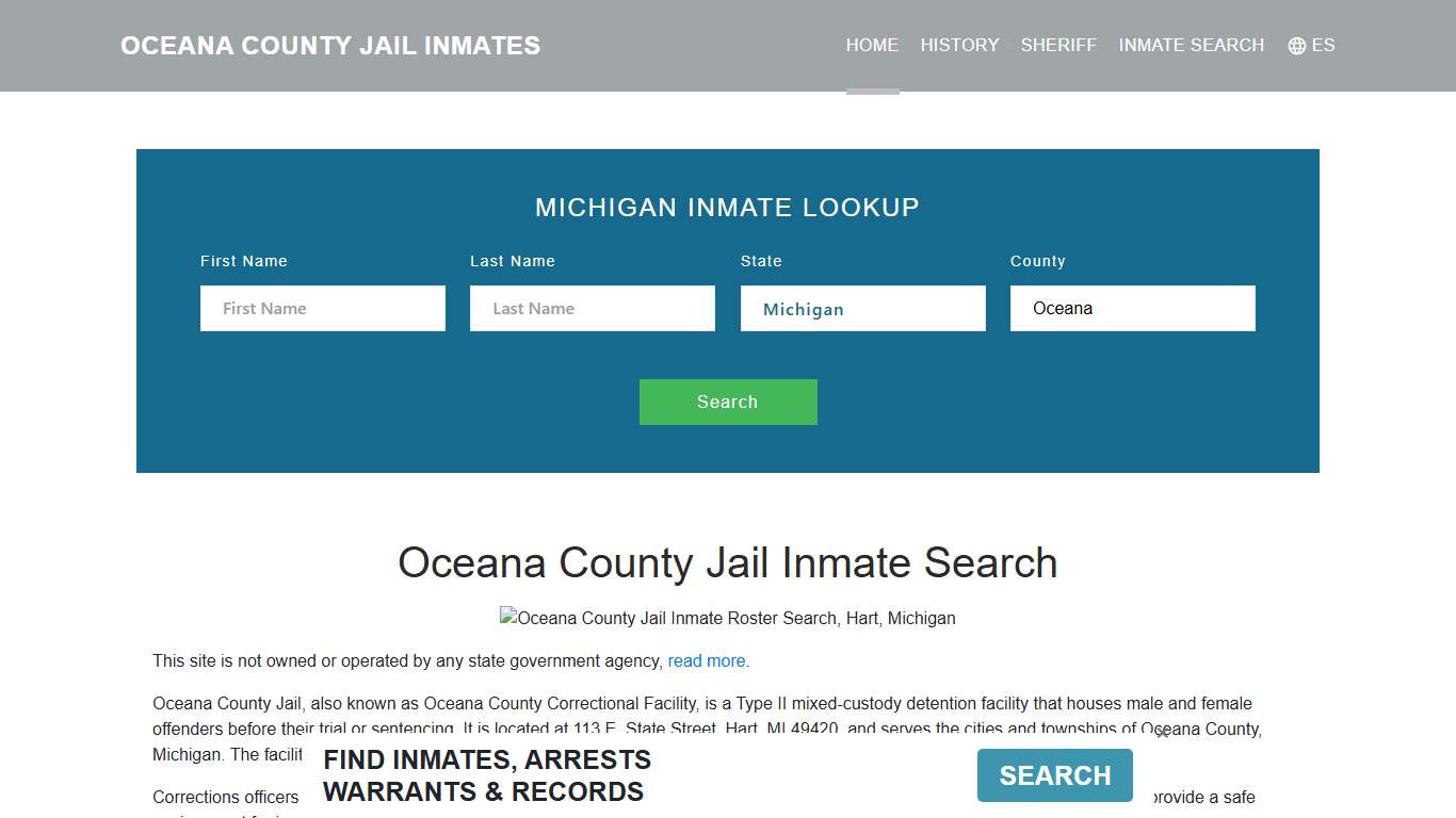 Oceana County Jail Inmate Roster Lookup, Hart, MI